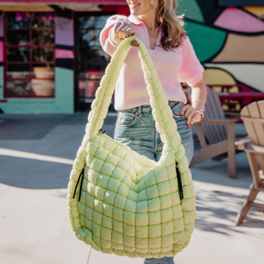 Katydid Green Quilted Tote Bag